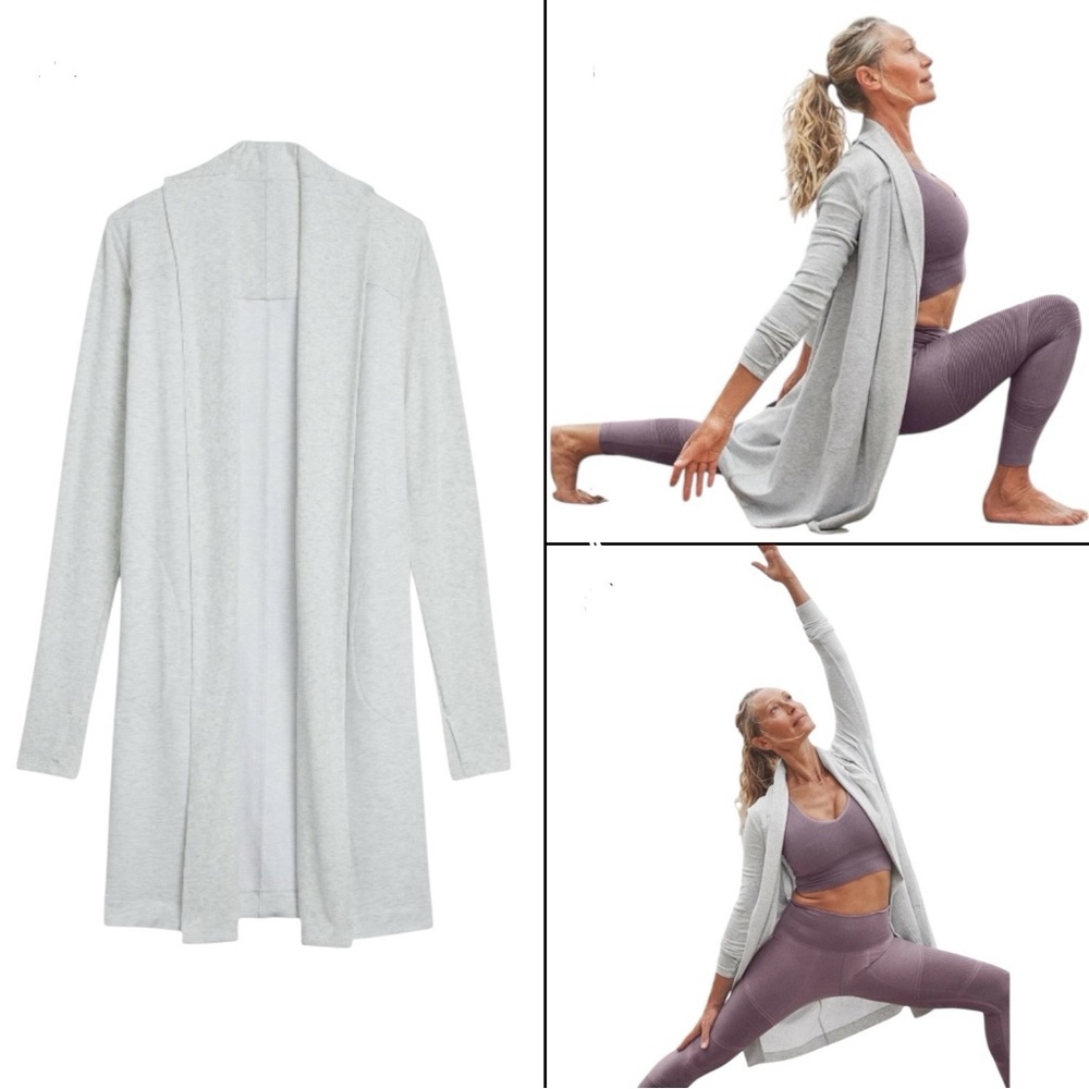 Athleta Compact Coaster Long Wrap, Fog Grey Heather SIZE Small